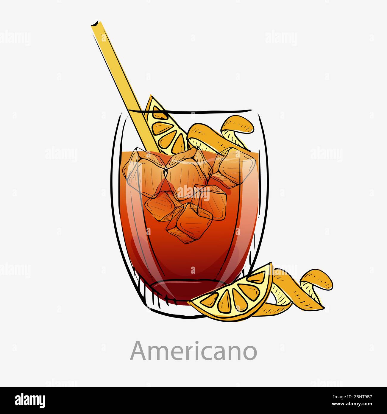 Cocktail Americano. Apéritif à la bouche avec alcool et campari dans un  verre de mode ancienne Image Vectorielle Stock - Alamy