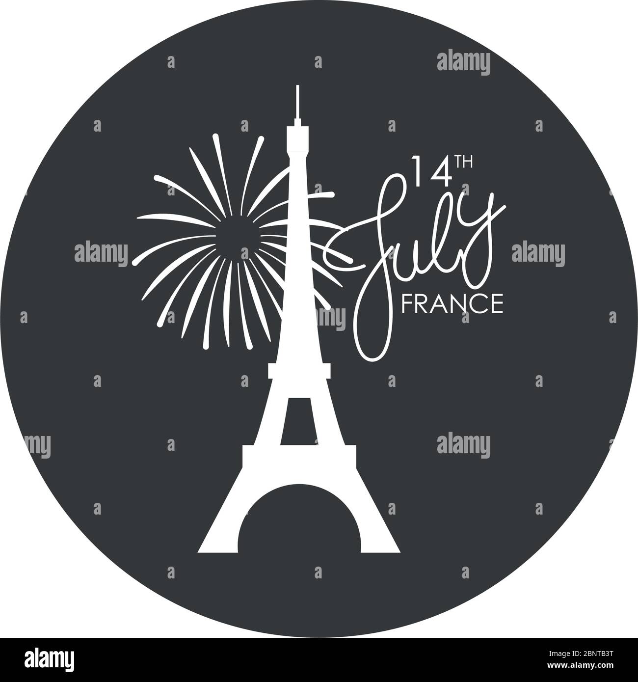 Happy bastille Day concept, tour eiffel et lettrage sur fond blanc, silhouette de bloc, illustration vectorielle Illustration de Vecteur