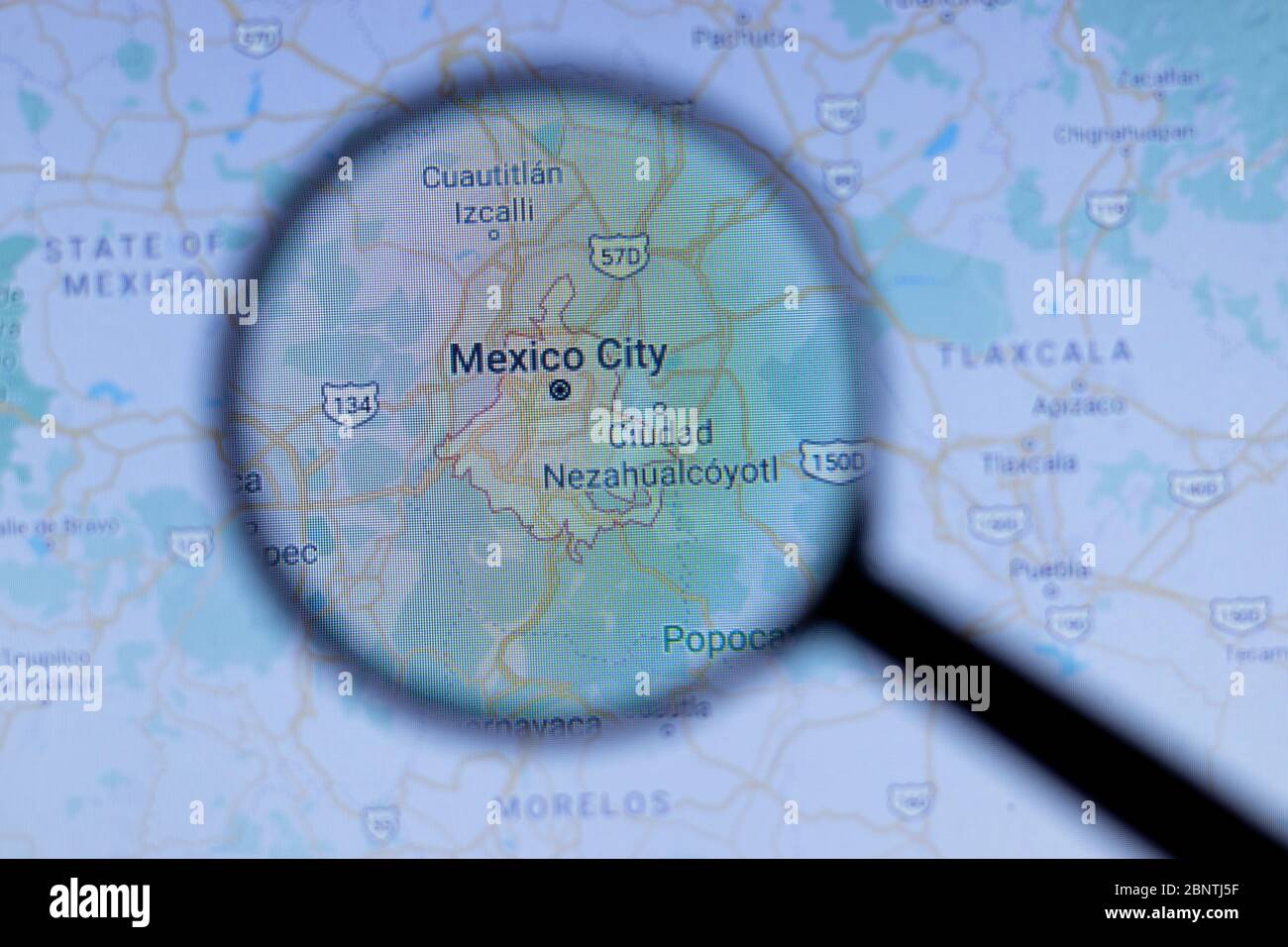 Los Angeles, Californie, Etats-Unis - 1er mai 2020 : Mexico City Nom de la ville avec emplacement sur la carte en gros plan, éditorial Banque D'Images