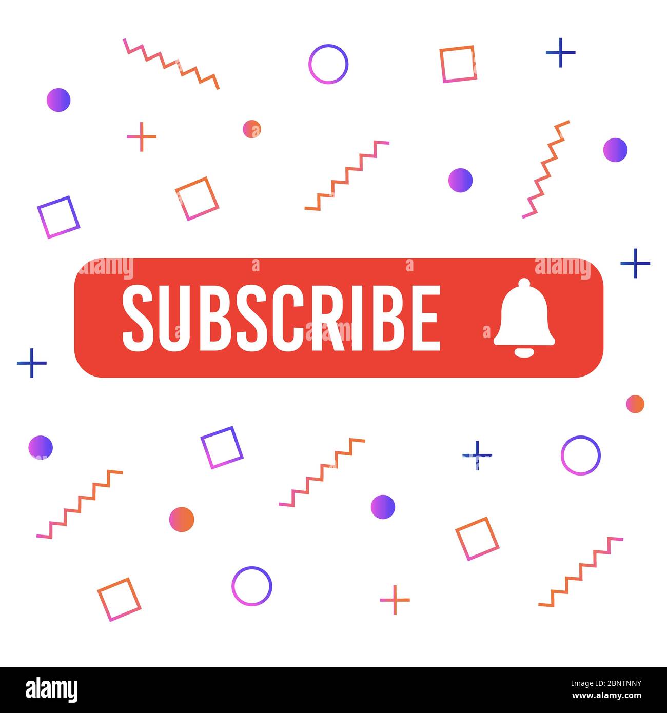 Abonnez-vous, bouton cloche. Bouton rouge s'abonner à la chaîne, blog. Contexte des médias sociaux. Marketing. Illustration vectorielle. SPE 10 Illustration de Vecteur