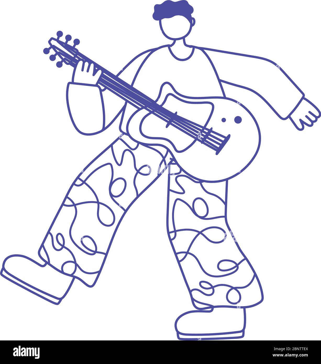 jeune homme jouant de la guitare électrique musical isolé icône design illustration vectorielle Illustration de Vecteur