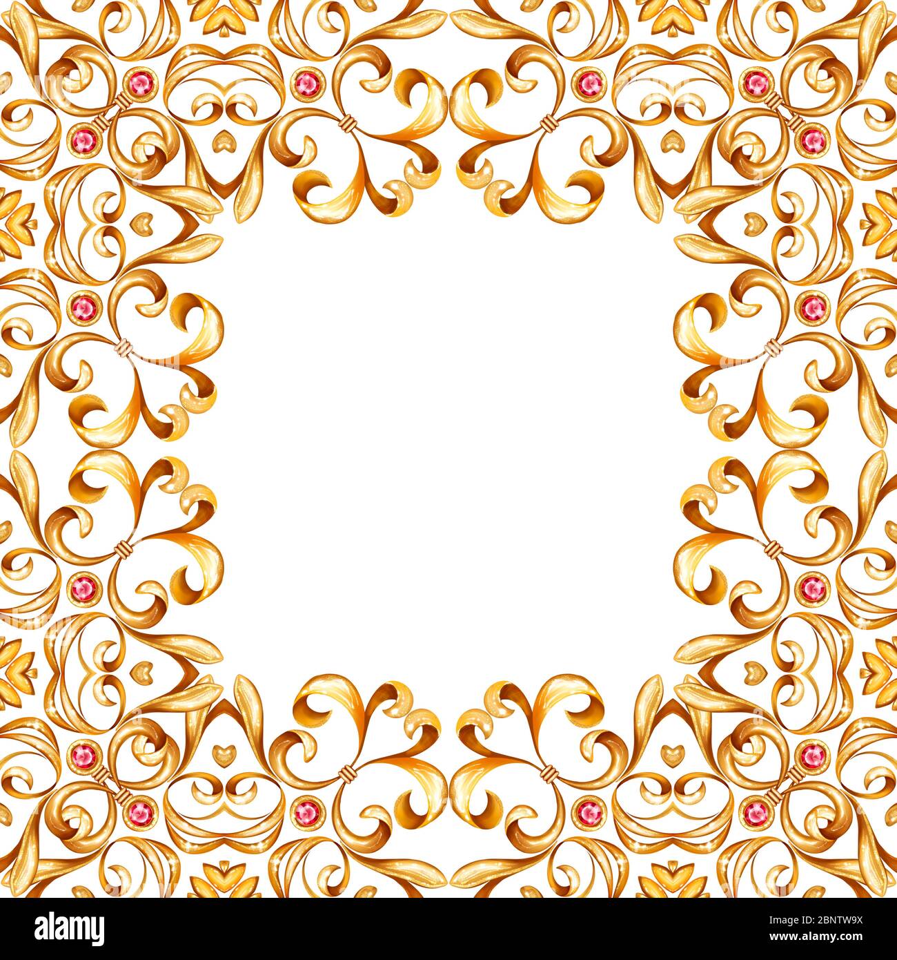 Élément de design baroque floral doré. Cadre bordure ornement