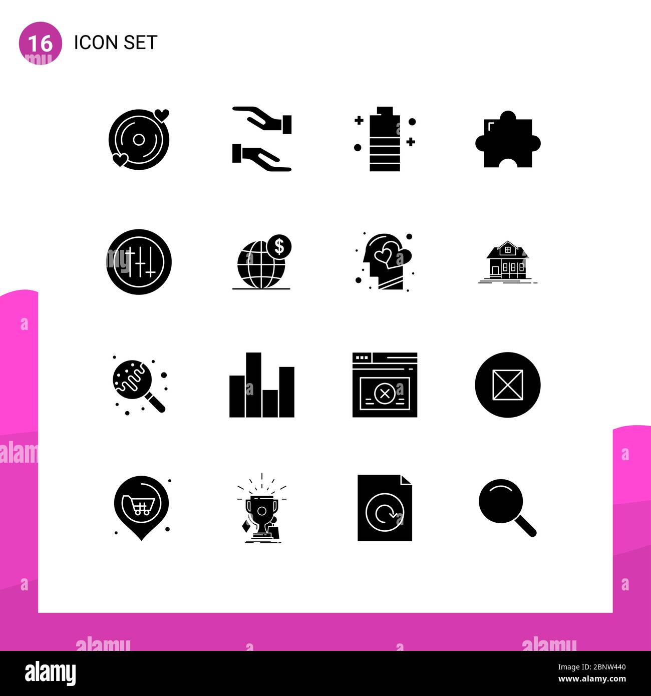 16 icônes créatives signes et symboles modernes de seo, options, chargement, plugin, ajouter des éléments de conception vectorielle modifiables Illustration de Vecteur