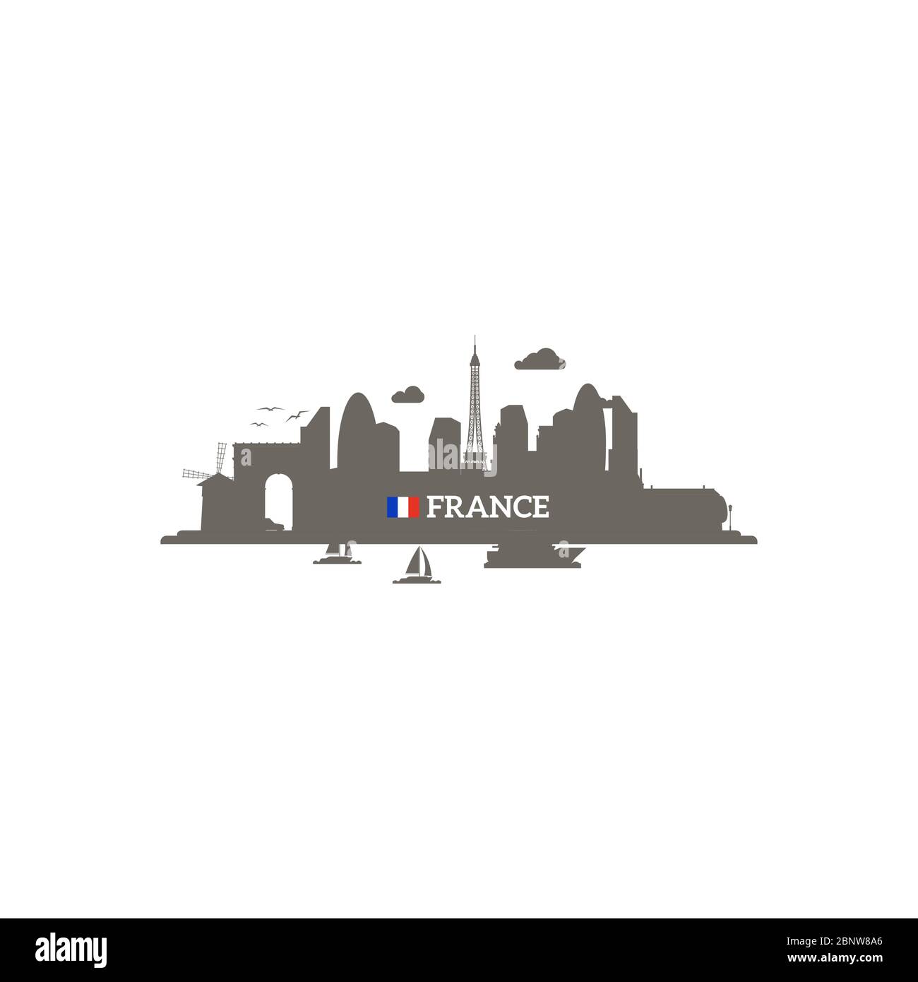 Silhouette de France avec nom de pays et drapeau. Illustration vectorielle Illustration de Vecteur