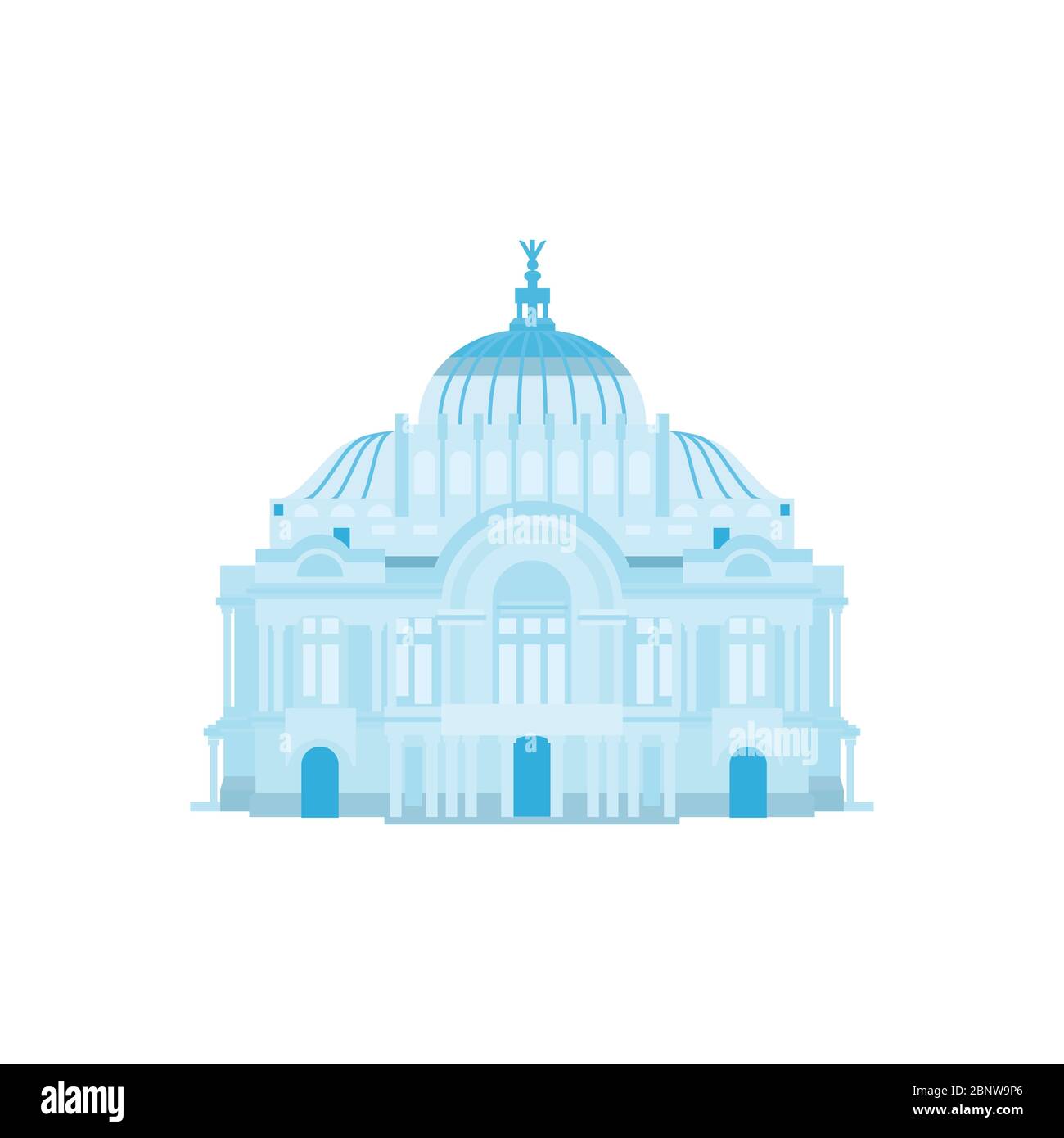Silhouette du Palais des Beaux-Arts dans les couleurs bleues. Illustration vectorielle Illustration de Vecteur