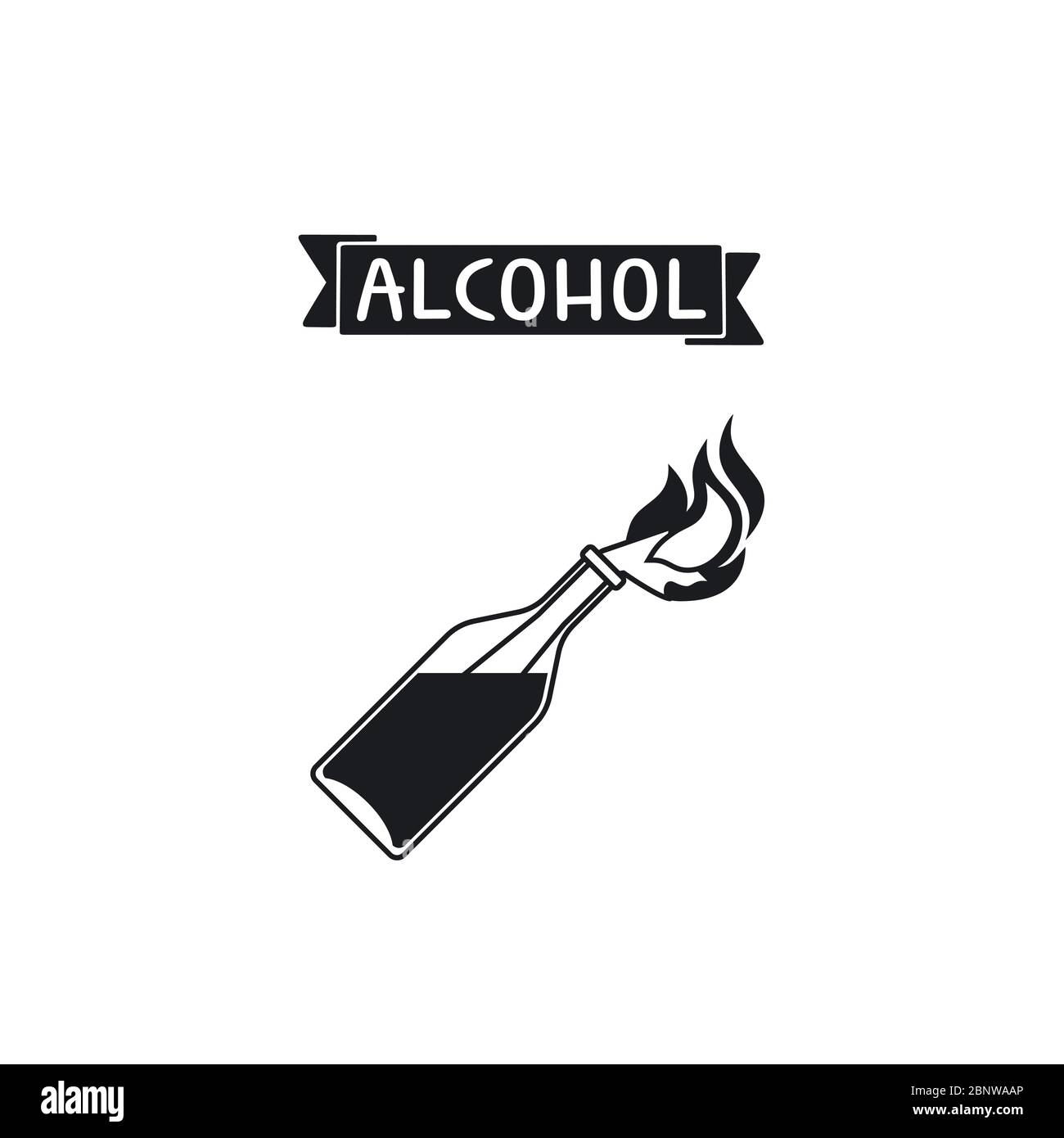 Flacon en verre ICON isolé avec alcool. Illustration vectorielle Illustration de Vecteur