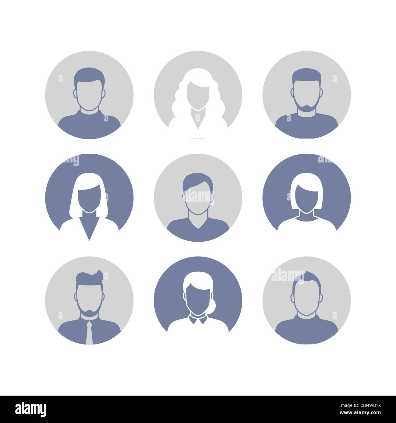 Icônes de silhouettes de profil de personnes dans des cadres de cercle. Illustration vectorielle Illustration de Vecteur