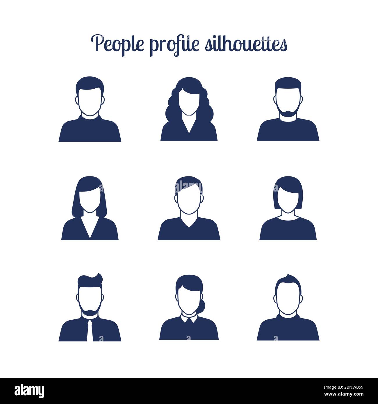 Icônes de silhouettes de profil de personnes définies. Illustration vectorielle Illustration de Vecteur