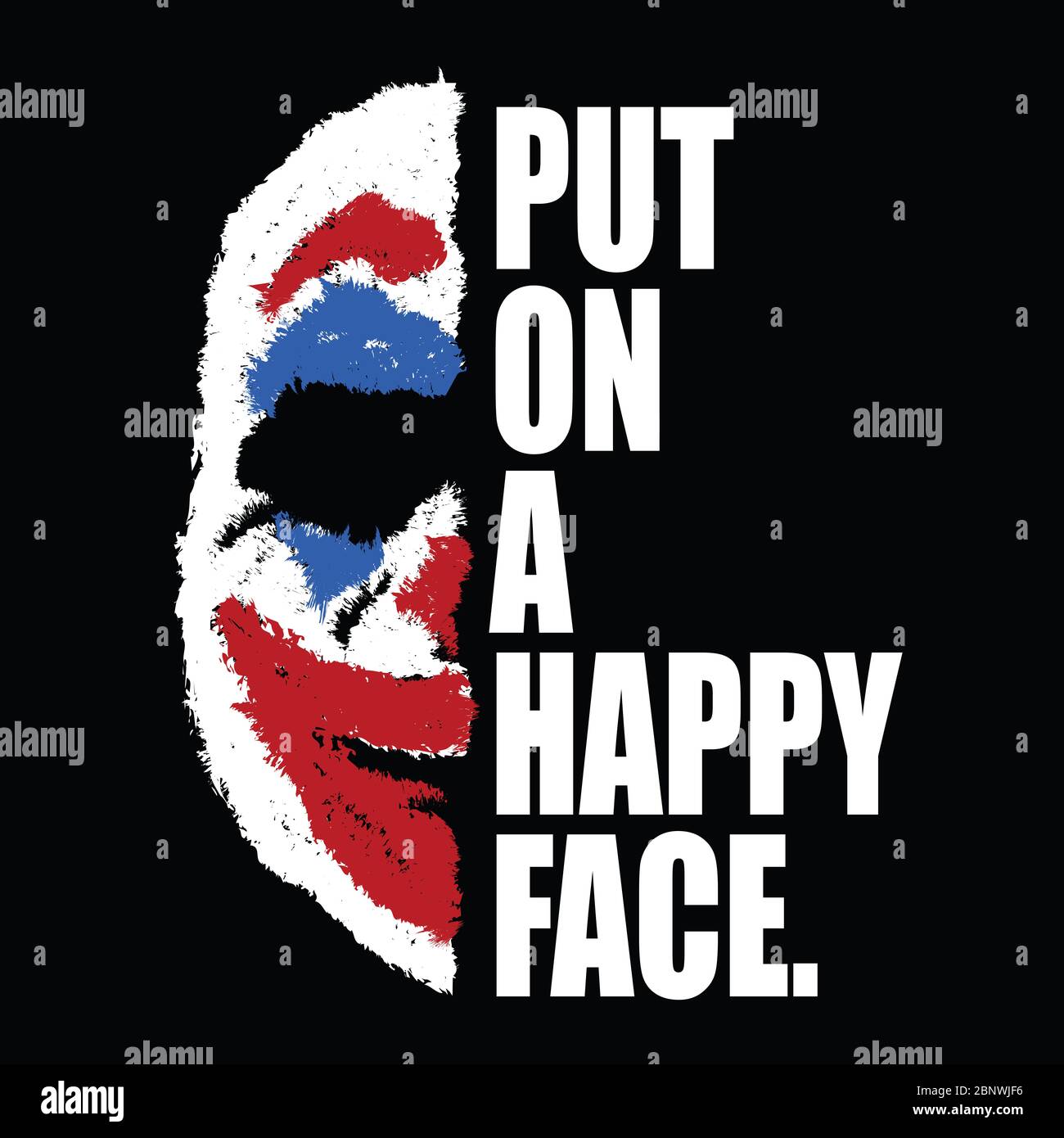 Joker Illustration Grunge fond. t-shirt graphiques, imprimé, affiche, bannière, slogan, prospectus et carte postale pour 2019. Banque D'Images