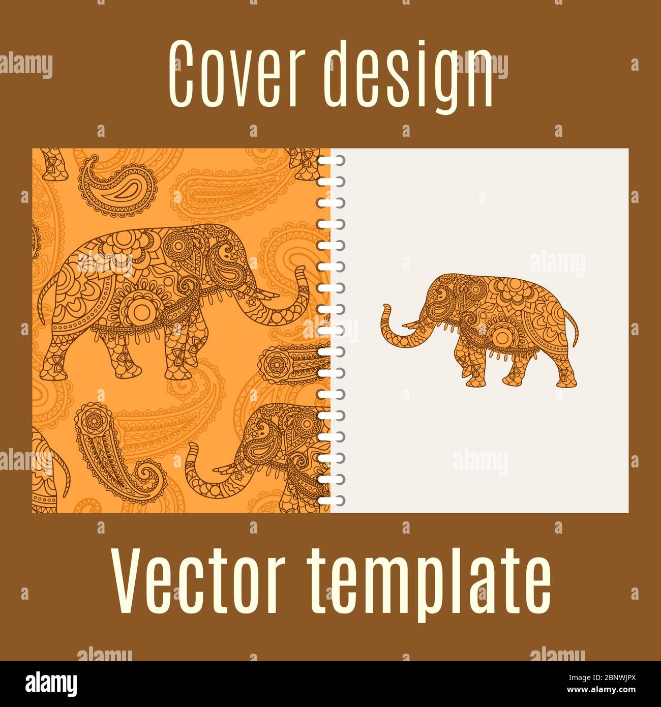 Motif couverture pour un imprimé éléphant indien. Illustration vectorielle Illustration de Vecteur