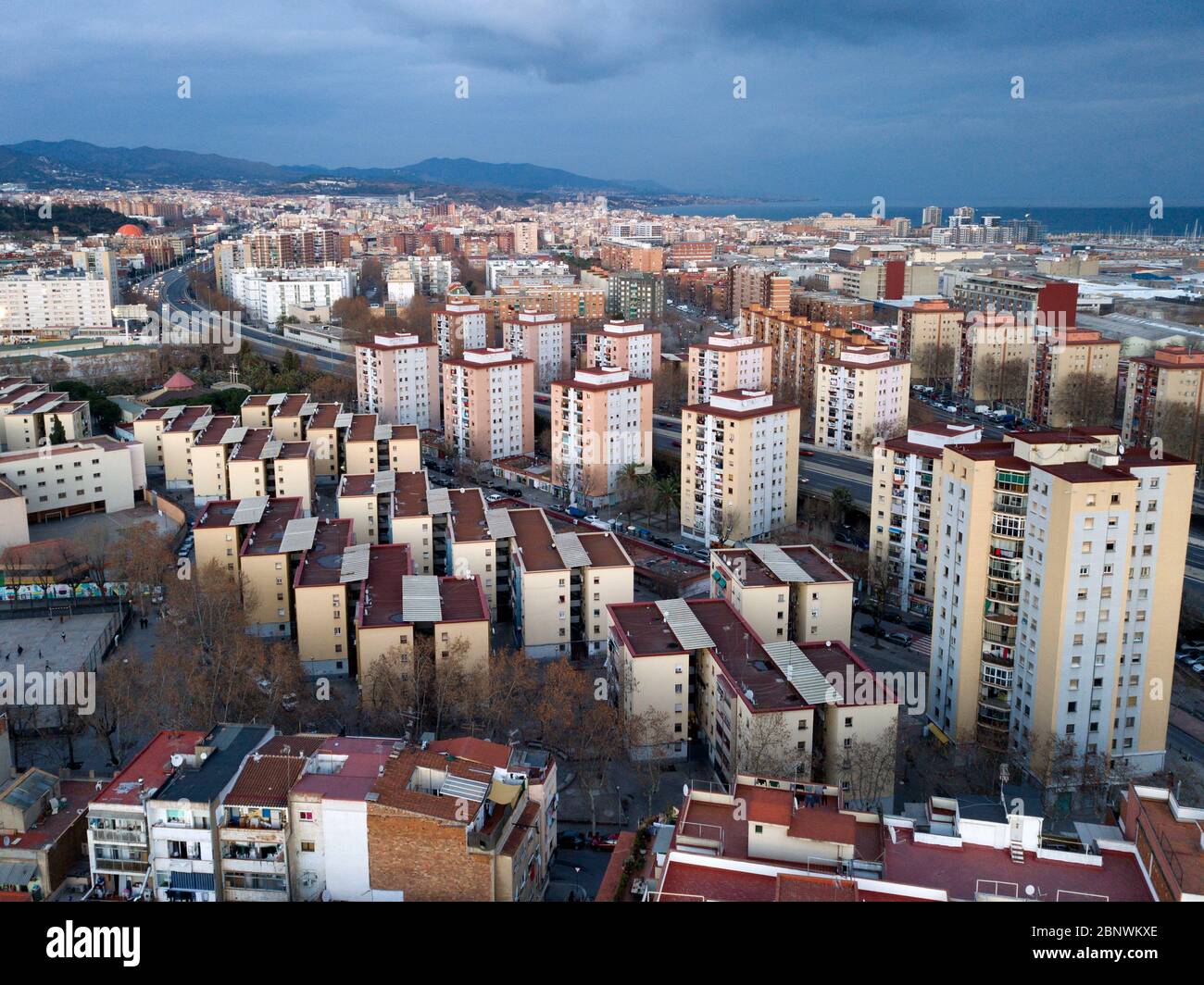 San Roque slum à Badalona vue aérienne Barcelone Catalogne Espagne Banque D'Images