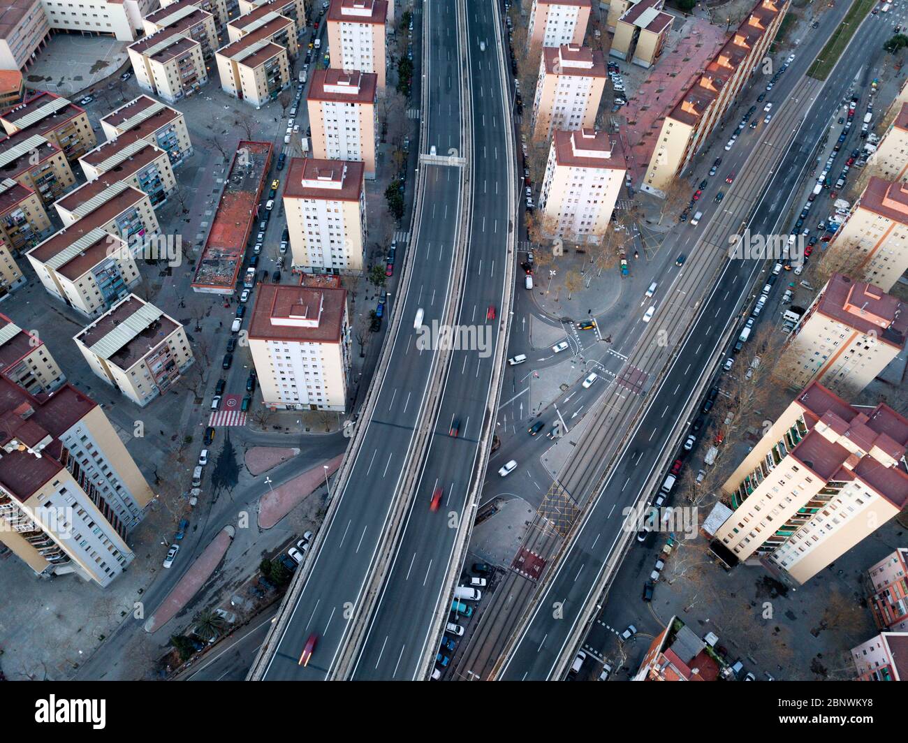 San Roque slum à Badalona vue aérienne Barcelone Catalogne Espagne Banque D'Images