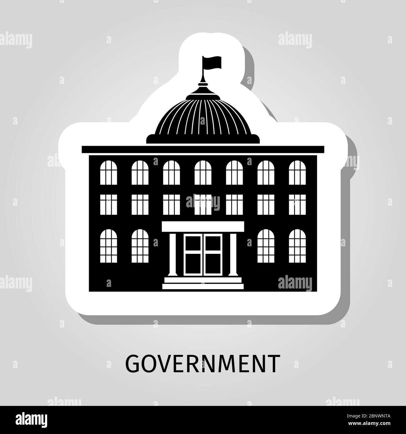 Icône d'autocollant de toile de vecteur de silhouette de bâtiment de gouvernement noir Illustration de Vecteur