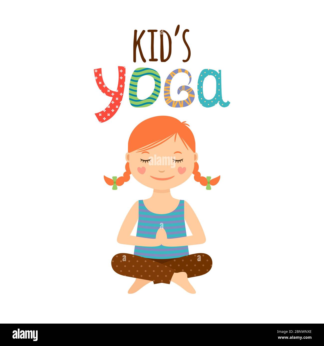 Motif yoga enfant isolé avec fille. Illustration vectorielle Illustration de Vecteur