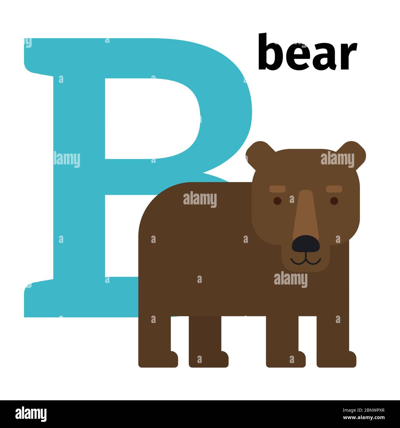 Alphabet anglais animaux zoo avec lettre B. illustration vectorielle de l'ours Illustration de Vecteur