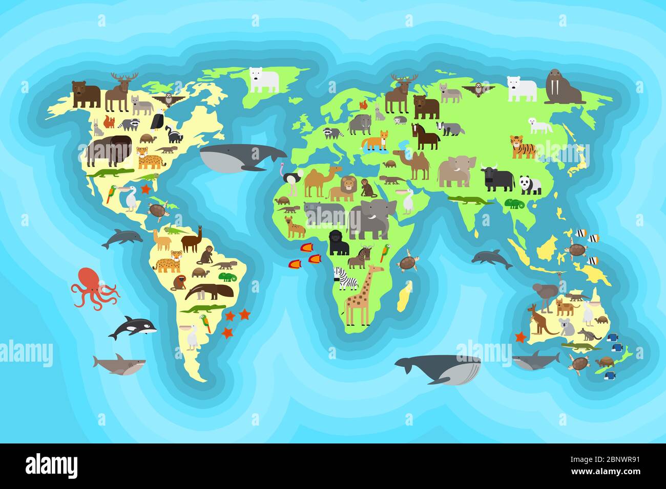 Carte du monde des animaux pour enfants Banque de photographies et d ...