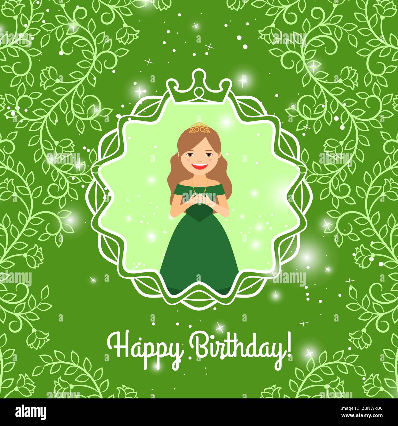 Joyeux Anniversaire Avec Princesse Mignon Vecteur Illustration Graphisme Carte Image Vectorielle Stock Alamy