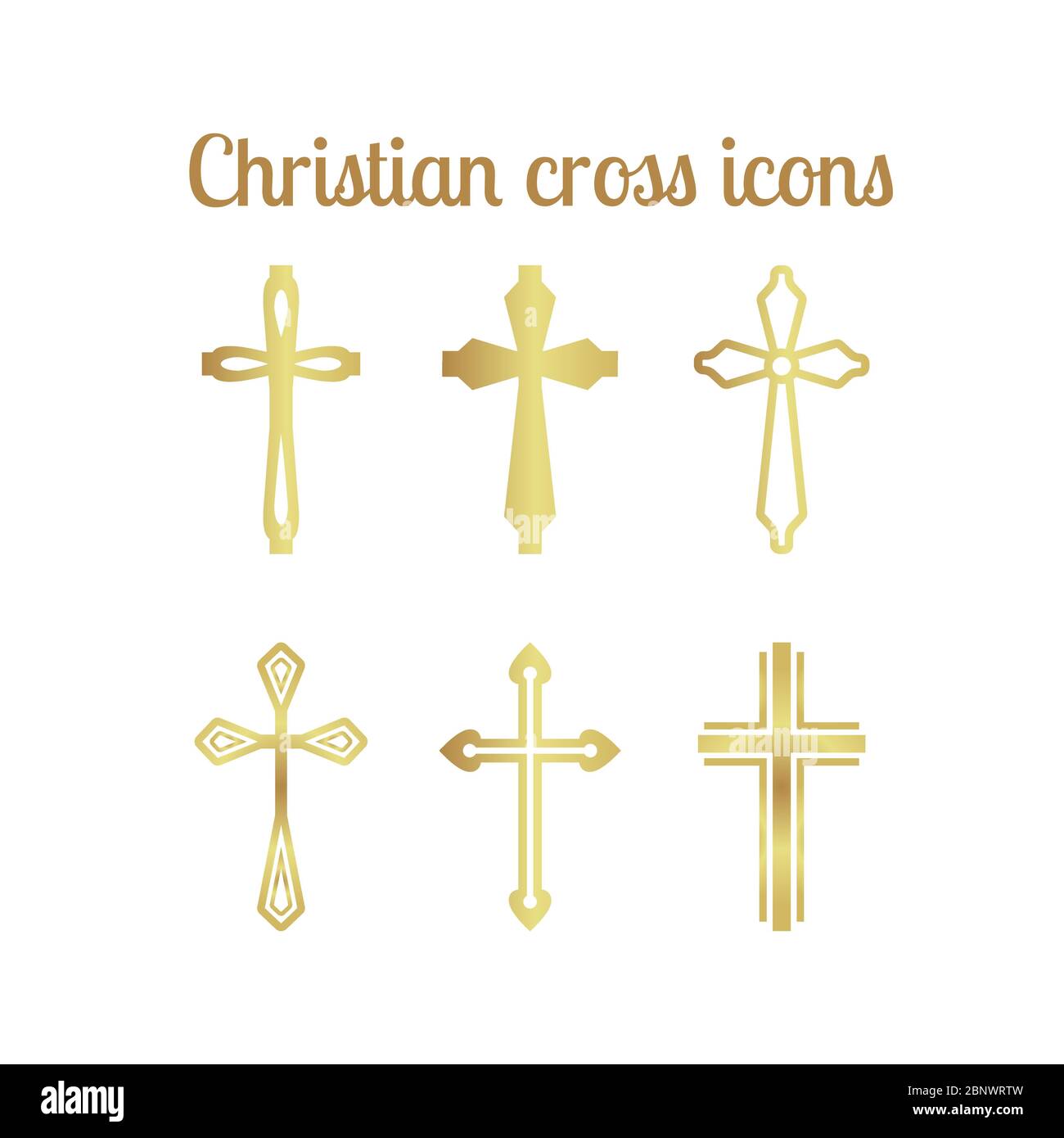 Croix chrétienne d'or icônes ensemble isolé. Illustration vectorielle Illustration de Vecteur