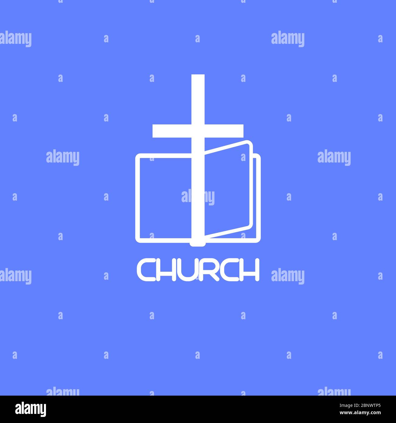 Logo de l'église avec livre et croix chrétienne. Illustration vectorielle Illustration de Vecteur