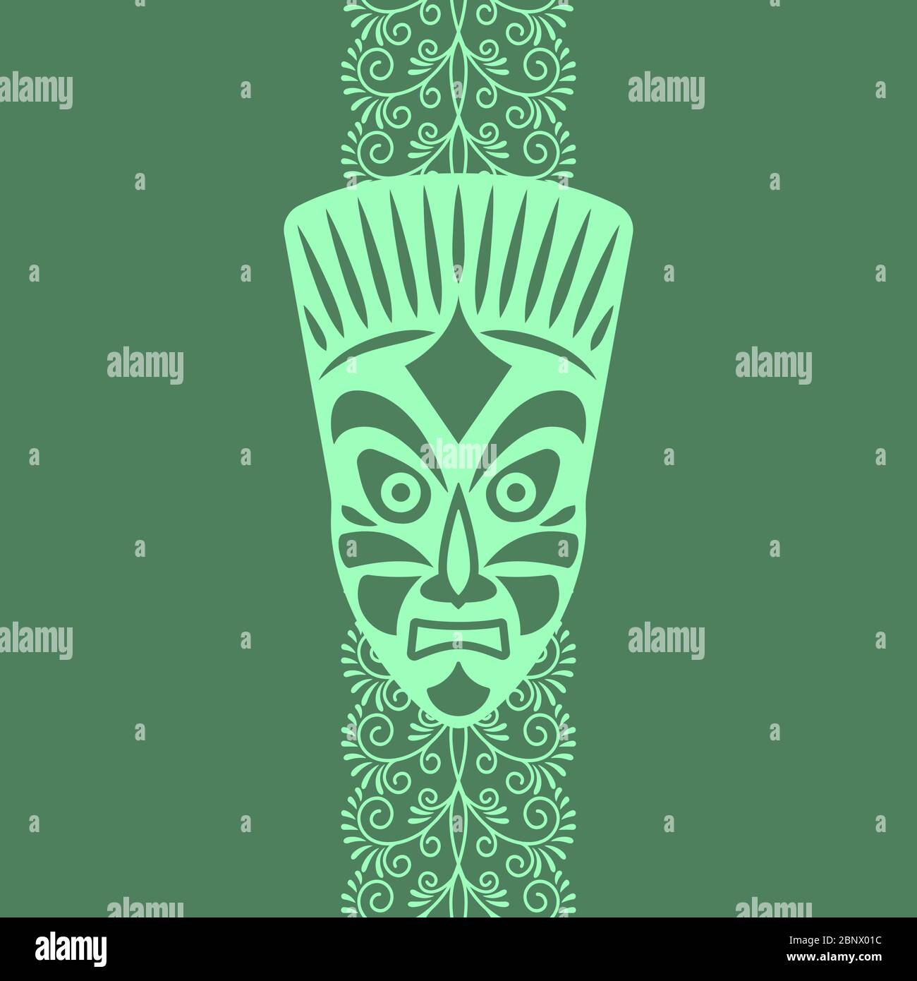 Carte de style tribal avec masque et décoration verticale. Illustration vectorielle Illustration de Vecteur