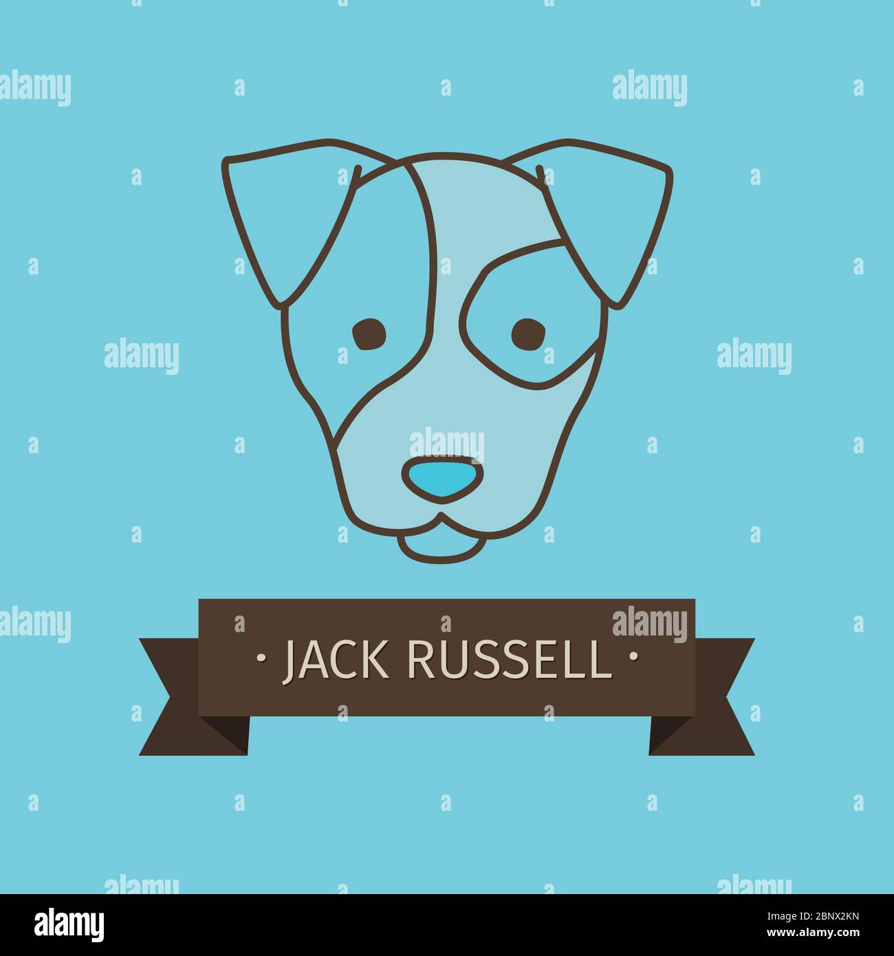 Jack russel Breed Dog pour le logo. Tête de chien dessinée à la main de couleur vectorielle Illustration de Vecteur