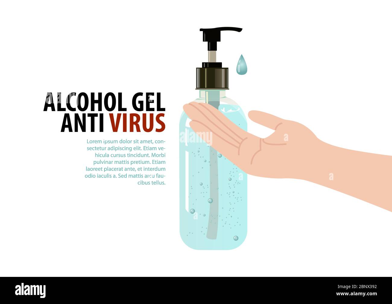 Gel d'alcool avec un design réaliste dans un style plat pour protéger la maladie Illustration de Vecteur