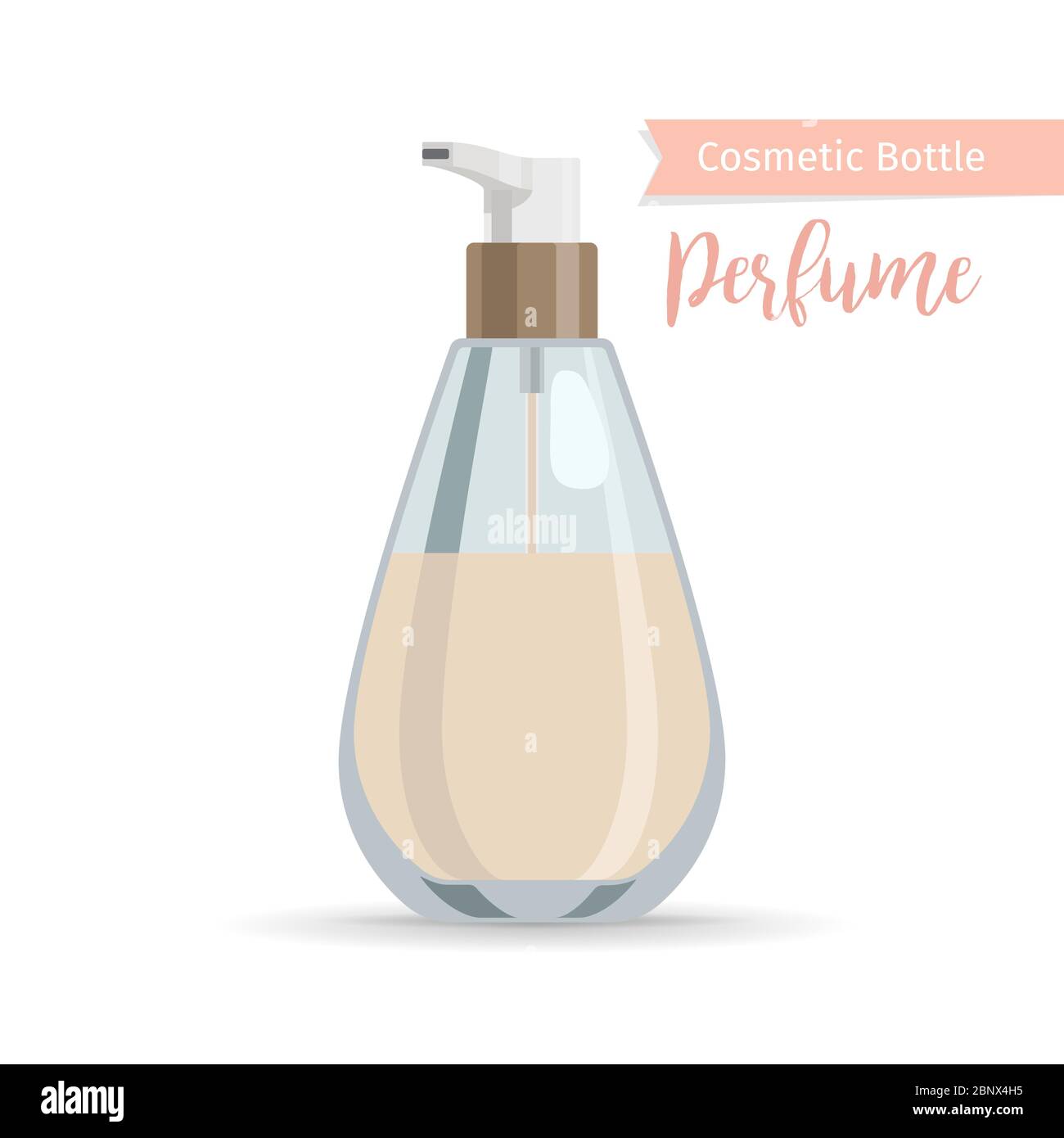 Produit cosmétique en bouteille avec inscription parfum dessinée à la main. Illustration vectorielle Illustration de Vecteur