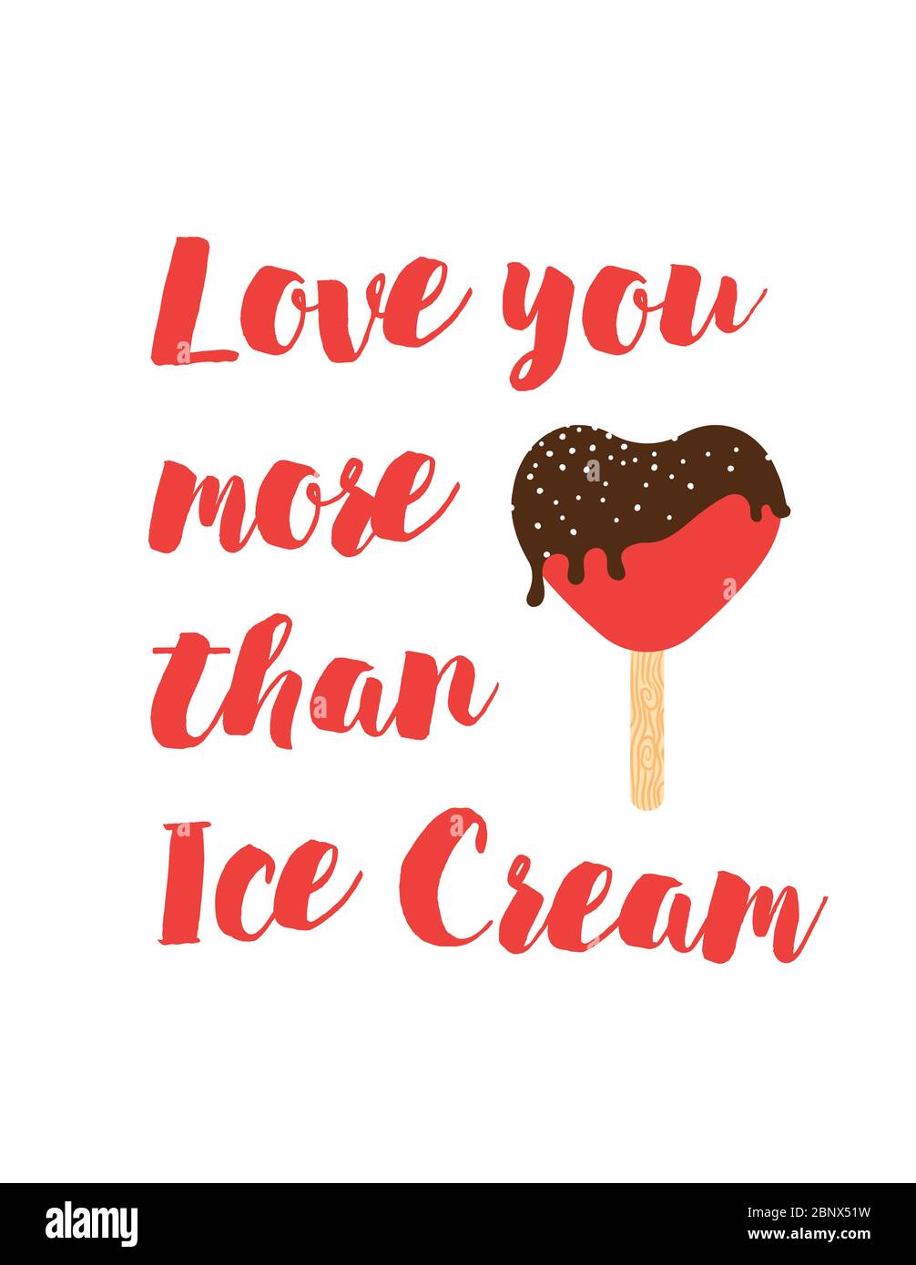 Affiche positive avec glace et qoute vous aime plus que la glace. Illustration vectorielle Illustration de Vecteur