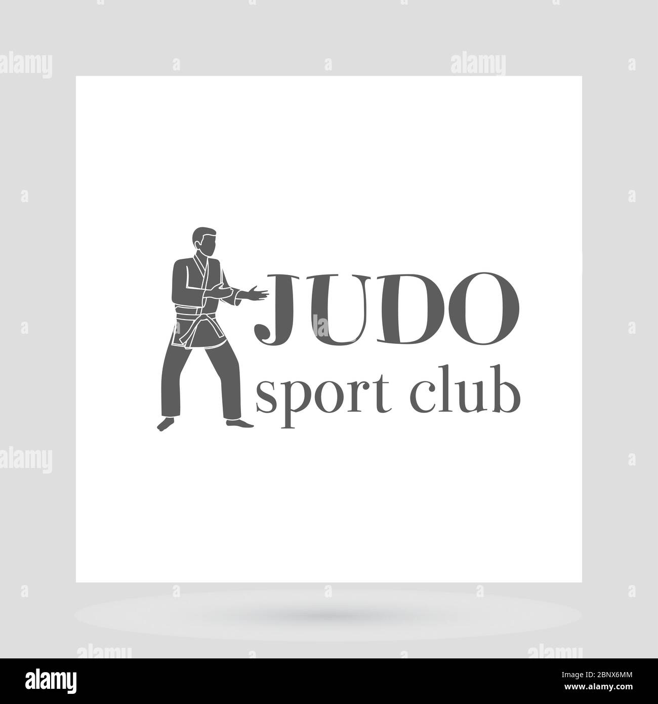 Logo du club de sport Judo avec silhouette grise de l'homme. Illustration vectorielle Illustration de Vecteur