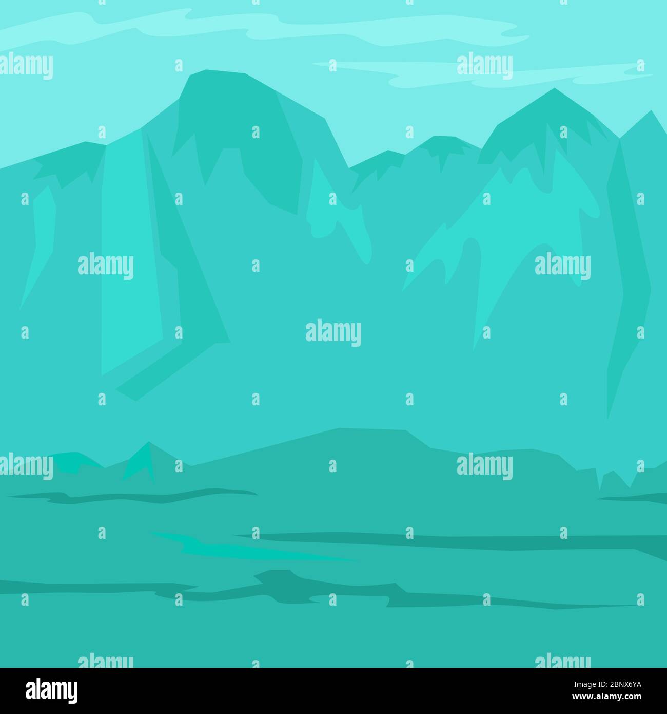 Ancien paysage bleu de l'âge de pierre préhistorique avec montagnes. Illustration vectorielle Illustration de Vecteur