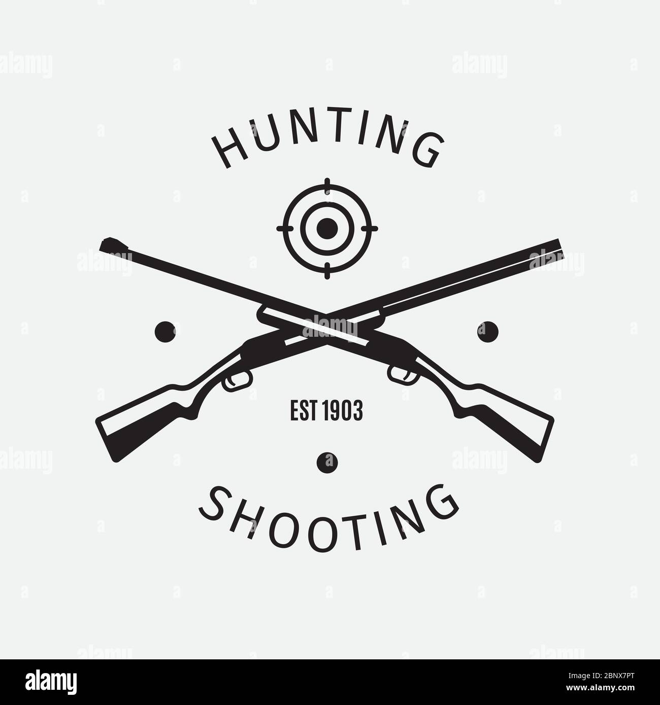 Logo de style vintage représentant un chasseur vectoriel avec carabines de chasse Illustration de Vecteur