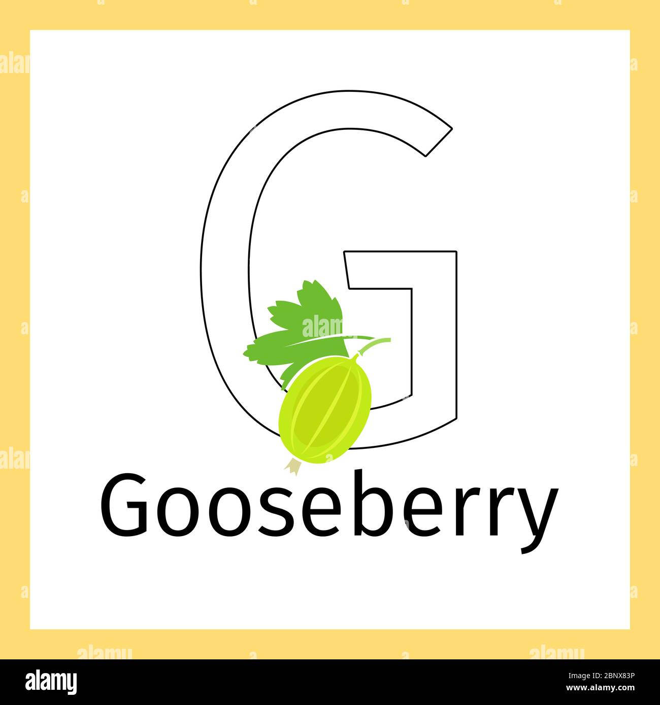Carte d'éducation pour enfants avec groseille et lettre B pour colorier, illustration vectorielle Illustration de Vecteur