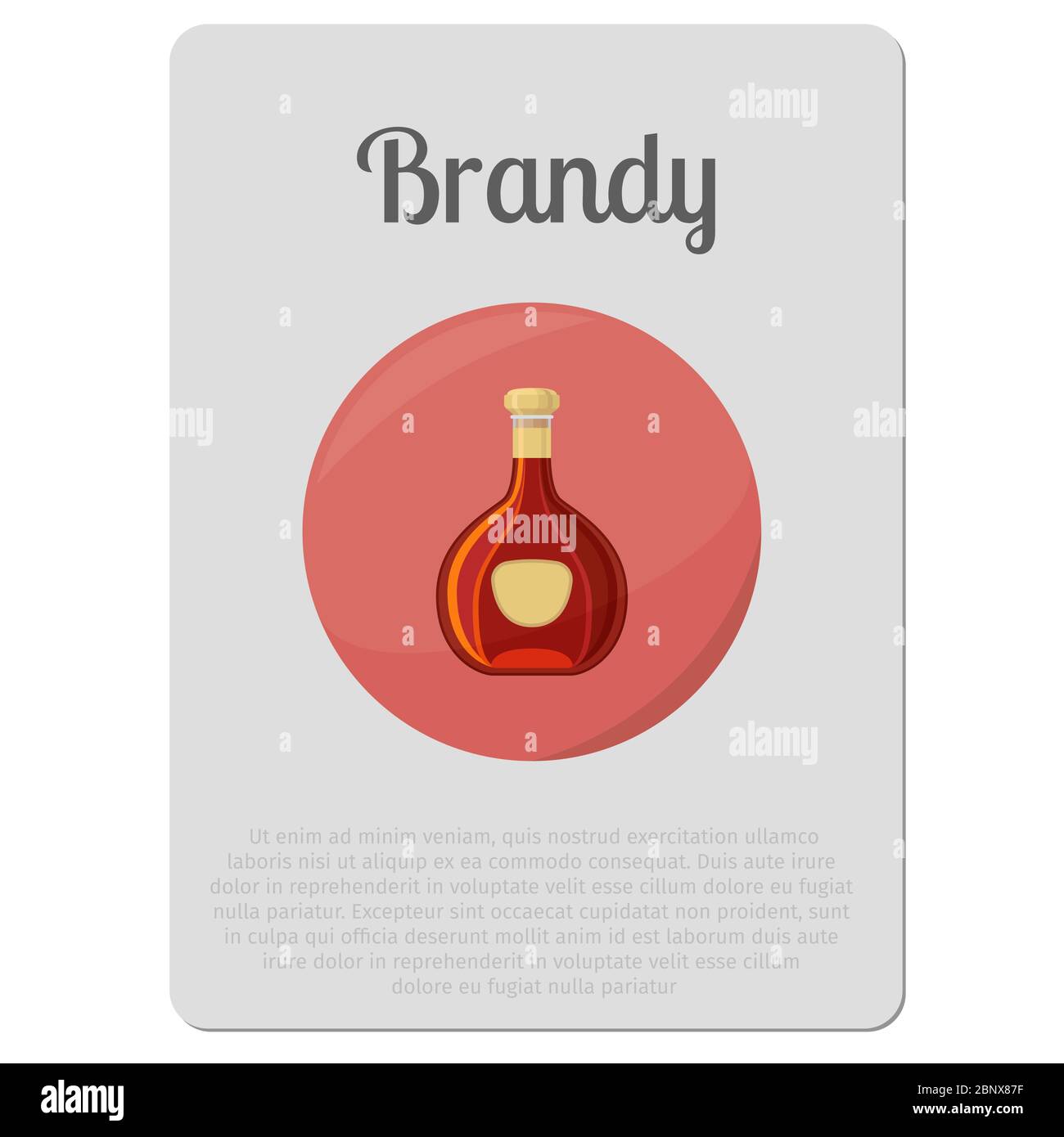 Alcool brandy. Autocollant avec bouteille et illustration vectorielle de description Illustration de Vecteur