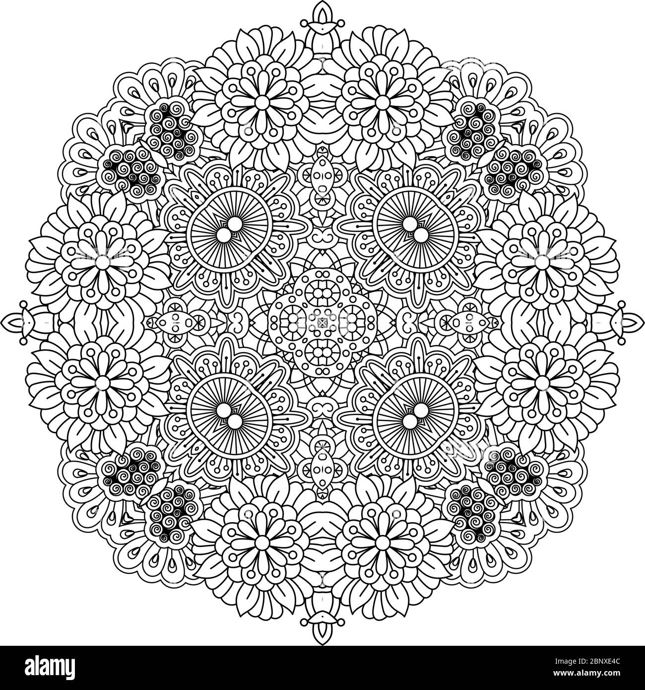 Élément décoratif rond Zen floral sur fond blanc. Illustration vectorielle Illustration de Vecteur
