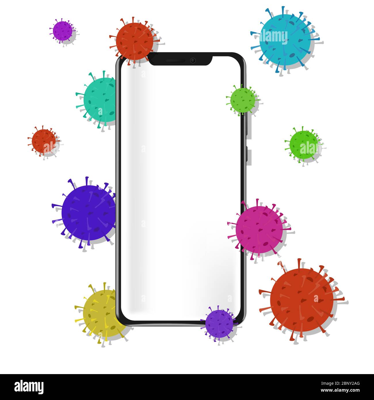 Un téléphone infecté par le virus corona. Illustration de Vecteur
