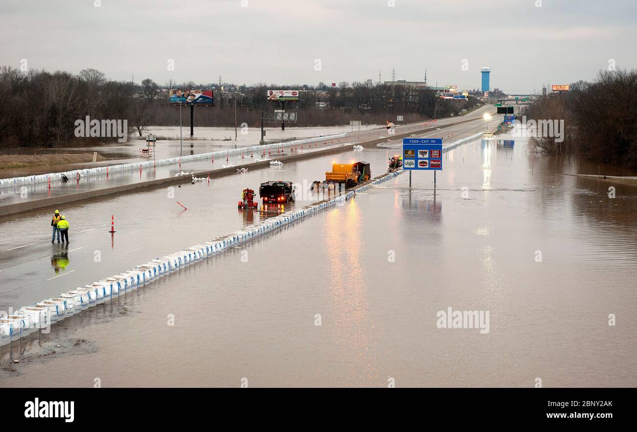 2016 inondations à Arnold, Missouri, aux États-Unis, le long de la rivière Meramec, près de St. Louis. Banque D'Images