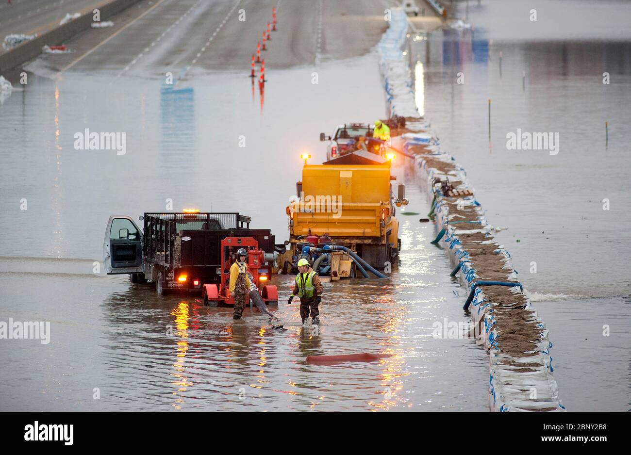 2016 inondations à Arnold, Missouri, aux États-Unis, le long de la rivière Meramec, près de St. Louis. Banque D'Images