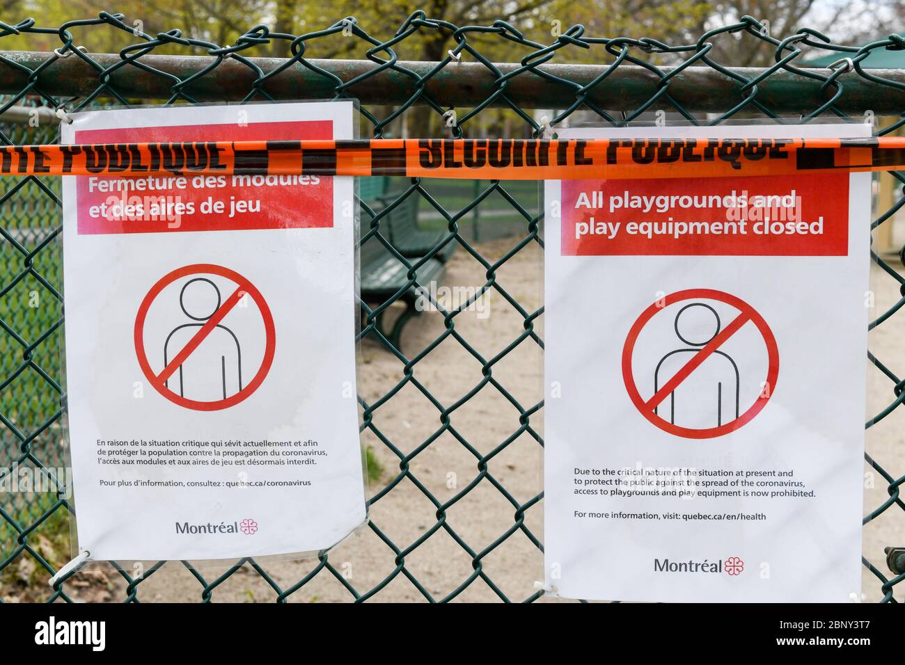 Pandémie Covid19, terrain de jeux fermé, Montréal Canada Banque D'Images