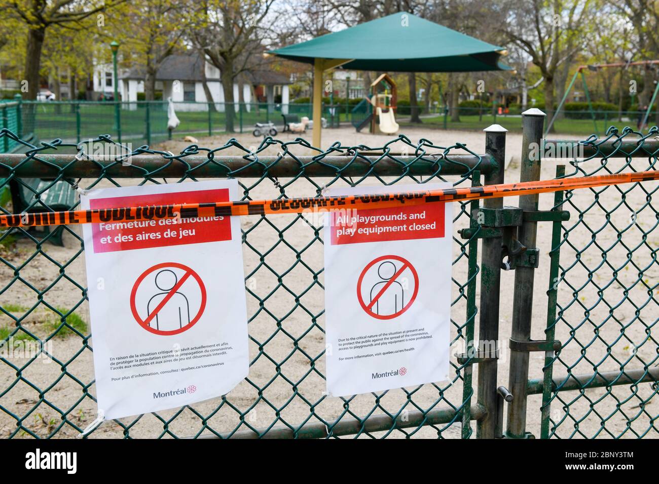 Pandémie Covid19, terrain de jeux fermé, Montréal Canada Banque D'Images