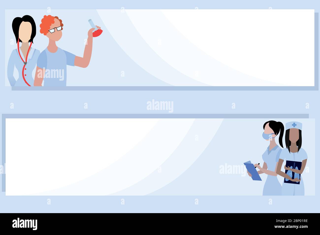 Jeu de bannières médicales. Recherche de tests pour la maladie, le traitement des patients. Diagnostic de maladies pendant une pandémie Illustration de Vecteur