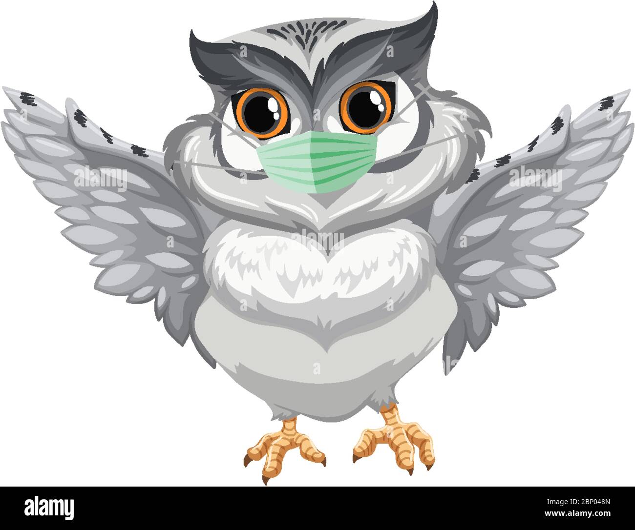 Illustration du masque de port du personnage de dessin animé Owl Illustration de Vecteur