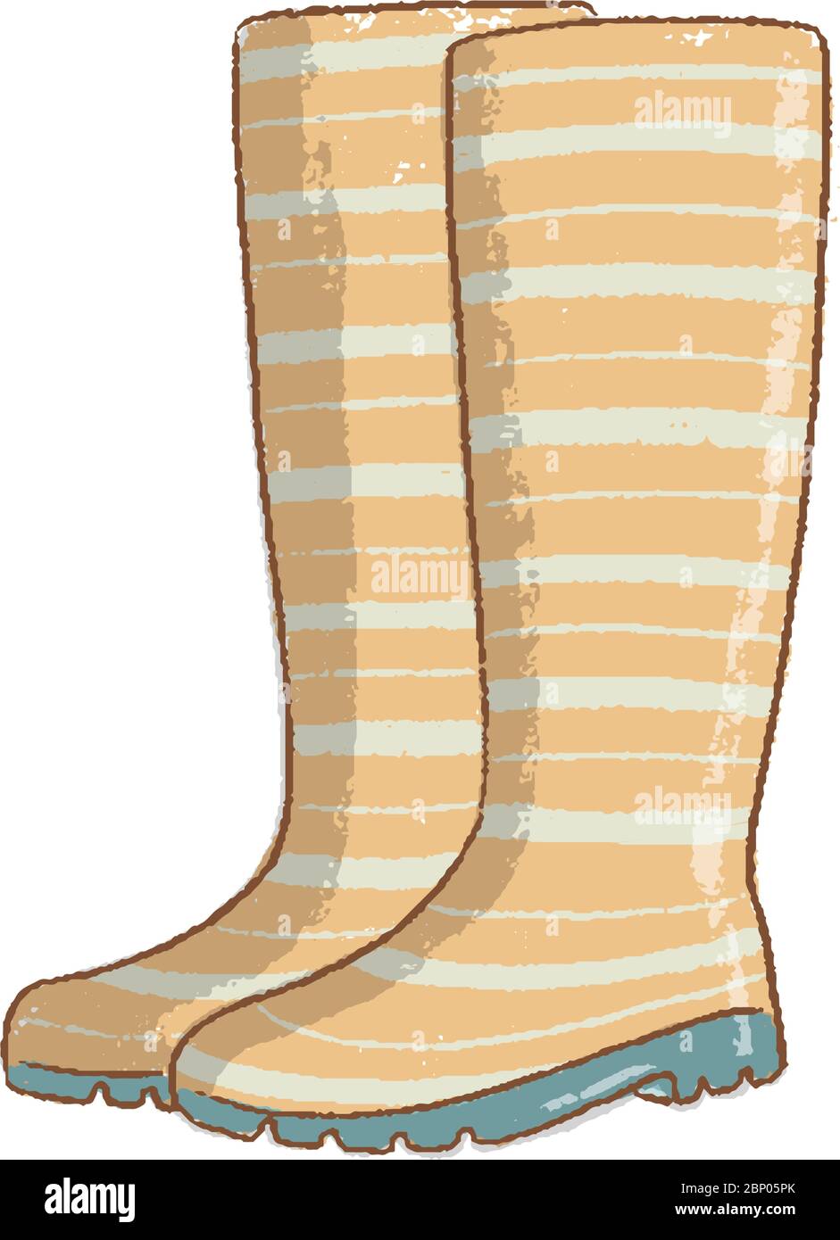 Illustration vectorielle d'une botte en caoutchouc étanche isolée sur fond blanc. Bottes de pluie vertes plates. Bottes de protection pour le temps pluvieux, le jardinage Illustration de Vecteur