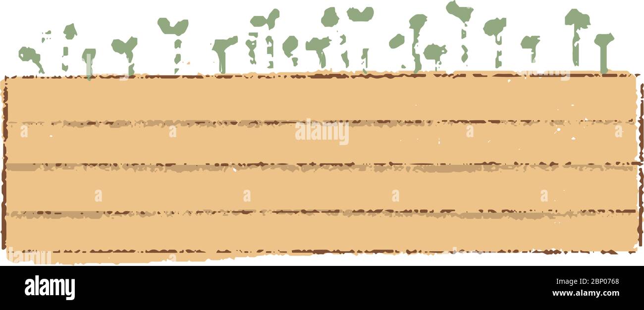 Crate en bois avec des semis dans le jardin Illustration de Vecteur