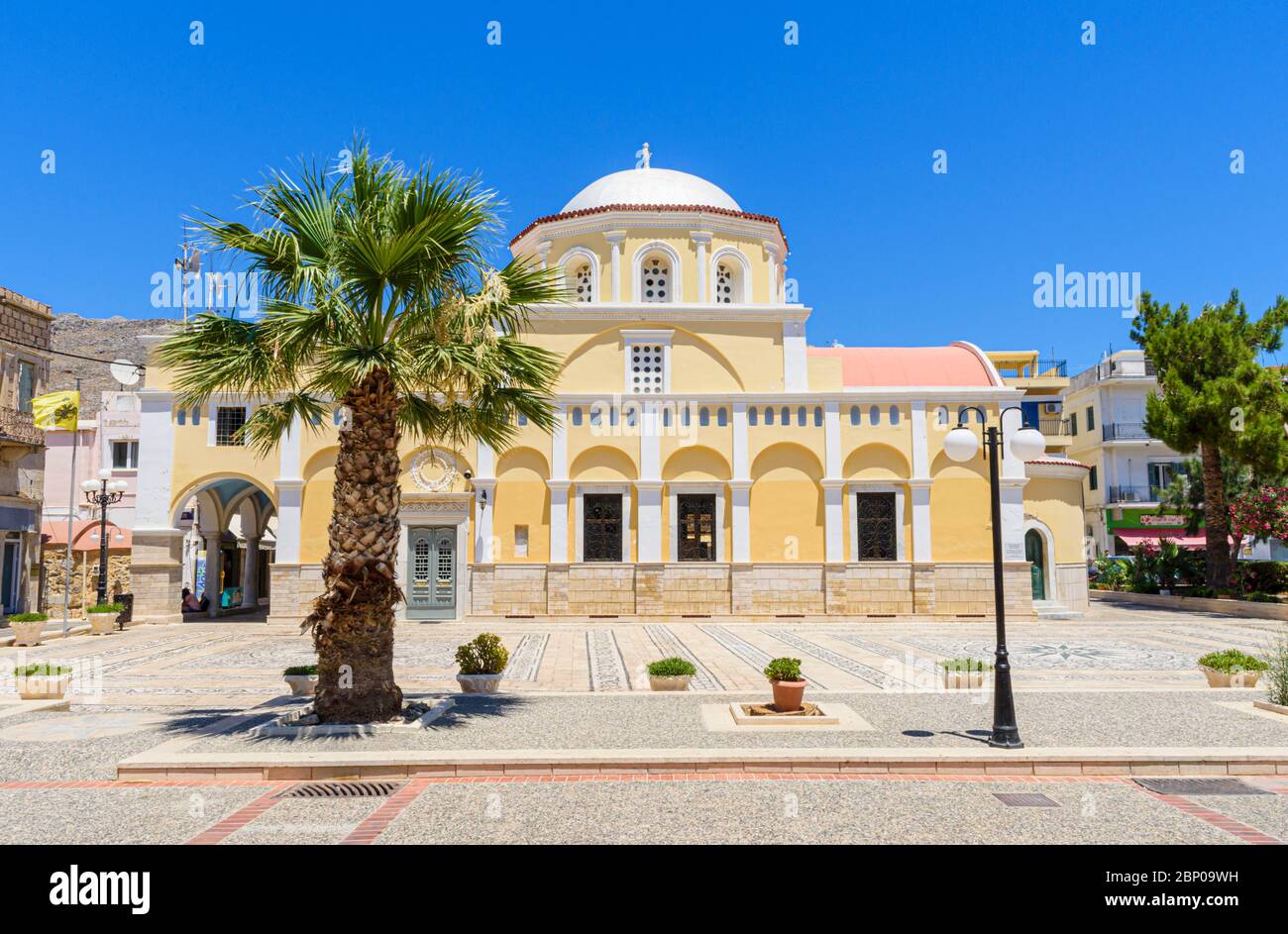 Cathédrale orthodoxe grecque de la Transfiguration de Jésus-Christ, ville de Pothia, Kalymnos, Dodécanèse, Grèce Banque D'Images