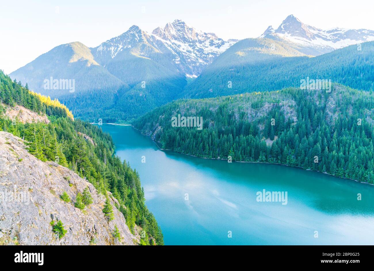 Coucher de soleil au parc national de North cascade, Washington, états-unis. Banque D'Images