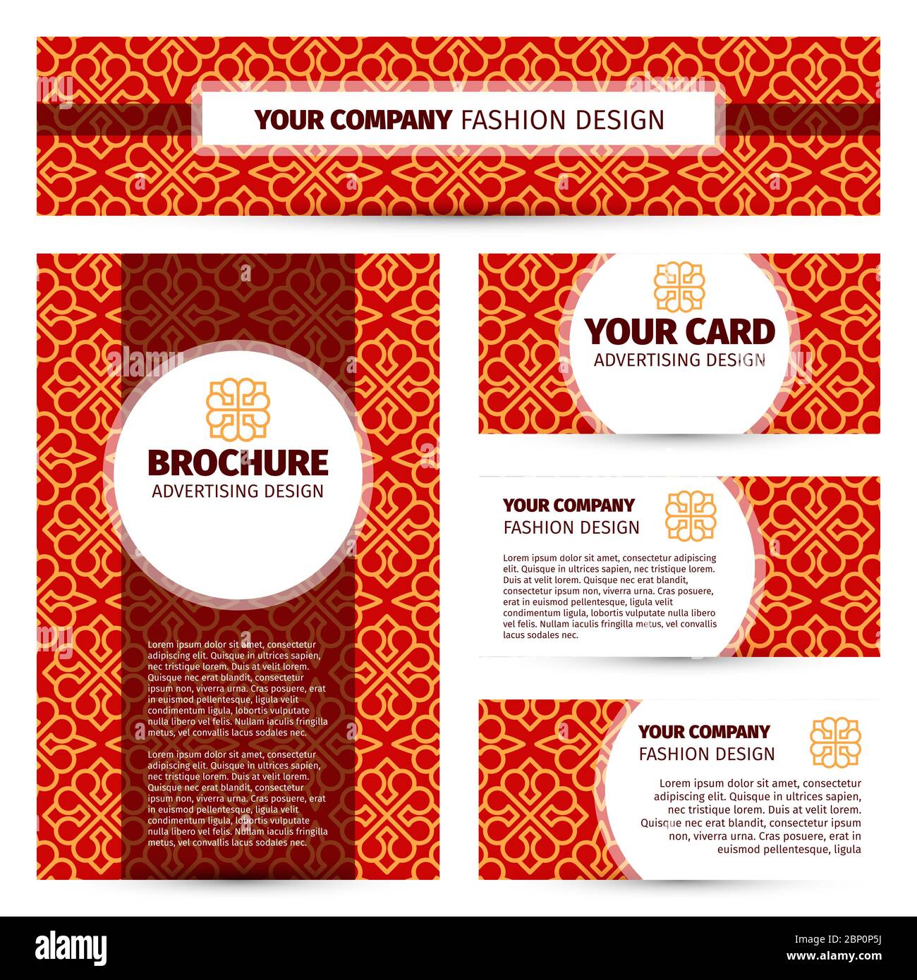 Image de marque avec motif chinois rouge, illustration vectorielle Illustration de Vecteur