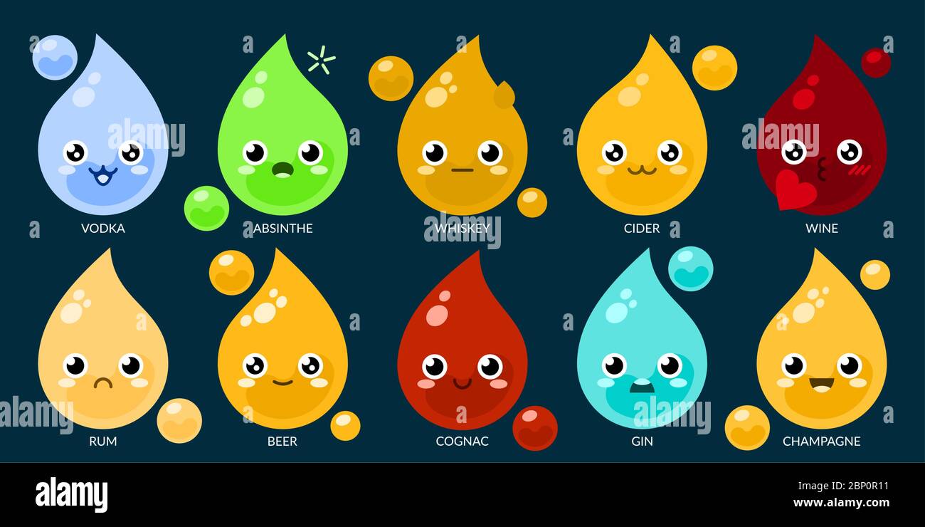 Boissons alcoolisées Drop Vector Flat dessin animé Illustration de Vecteur