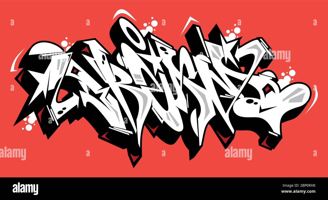Abstrait Dream Graffiti font lettrage avec UN arrière-plan rouge Illustration de Vecteur