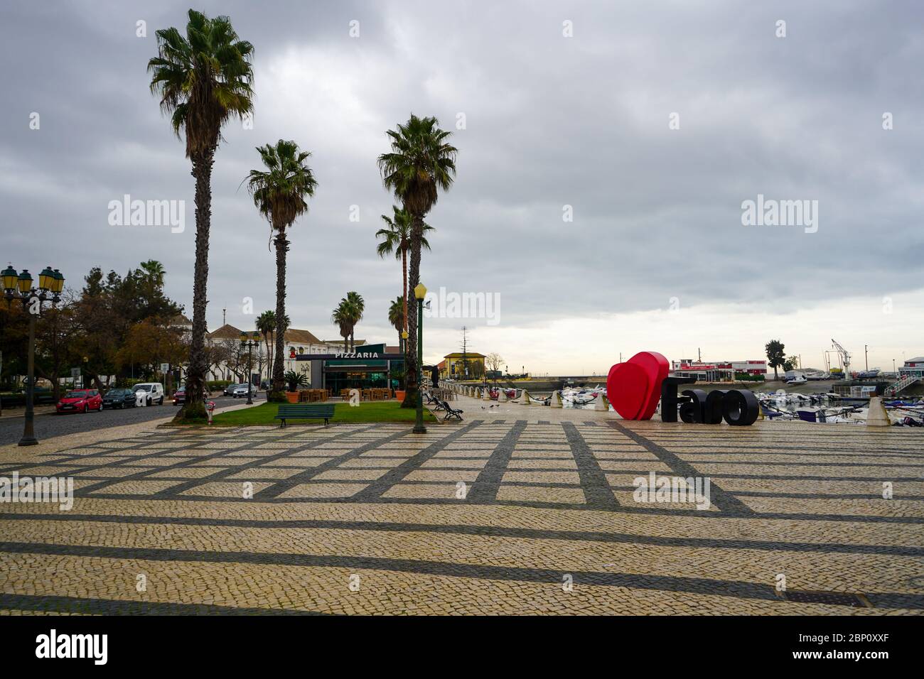 J'aime Faro près du port de la ville au Portugal, en Europe du Sud Banque D'Images