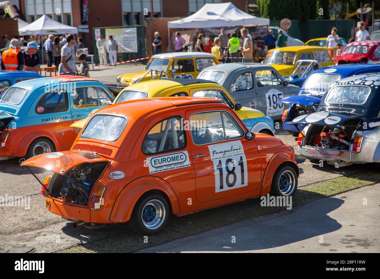 Fiat en Toscane à la course Del Chianti hill event, Italie, Europe Banque D'Images